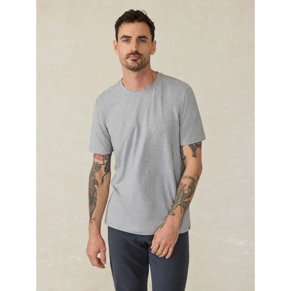 Faherty Reserve Movement Tee Rainier Gray Heather Pima Modal Stretch Shirt XL